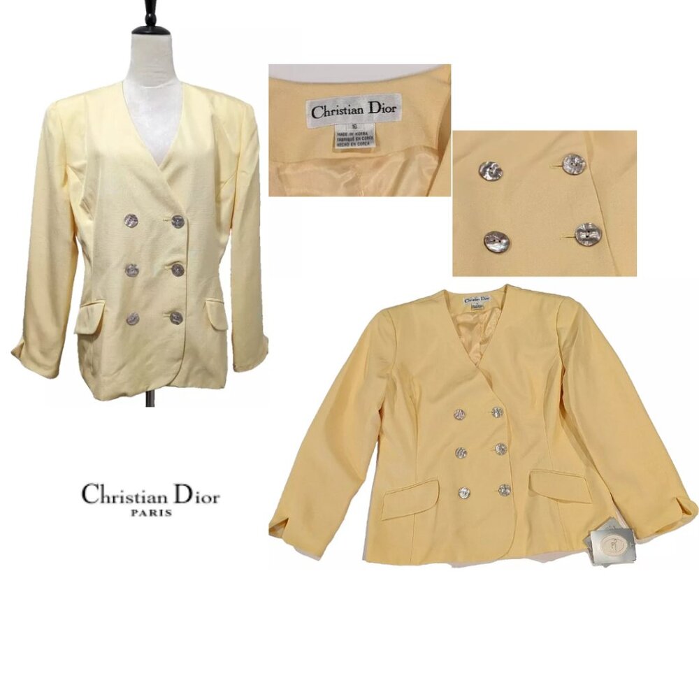 NEW CHRISTIAN DIOR Vintage Silk Blazer V- neck Jacket